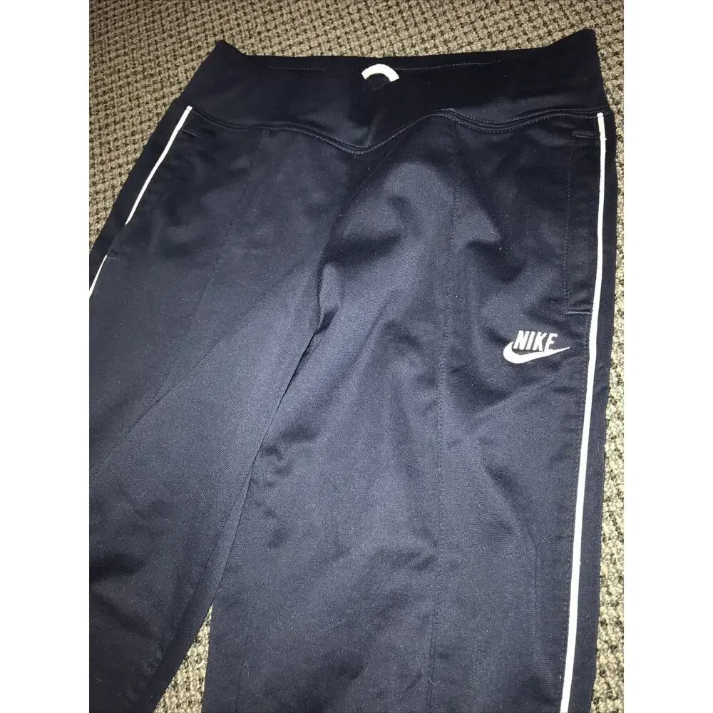 Nike Youth Large Navy Blue Sweatpants Track Pants White Piping Joggers L